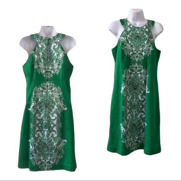 INC Kelly green paisley career dress - Picture 2 of 8